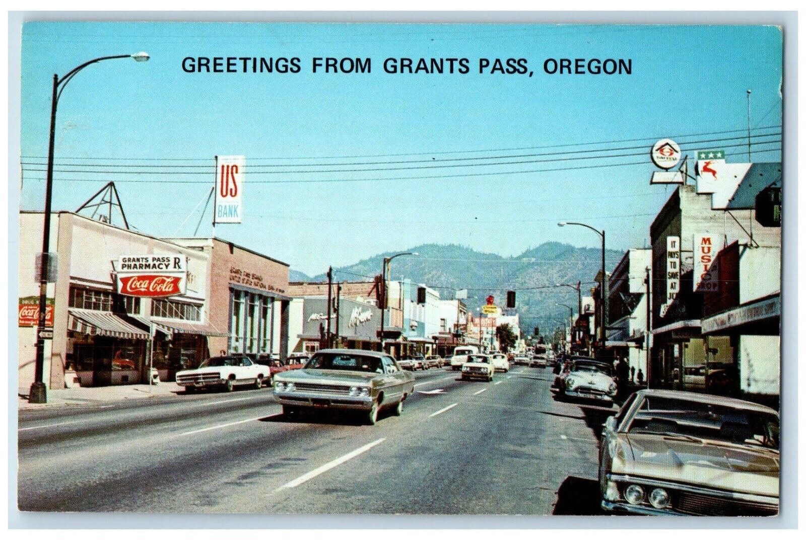 Grants Pass Oregon Postcard Southern Oregon City Rogue River Valley 1977 Vintage