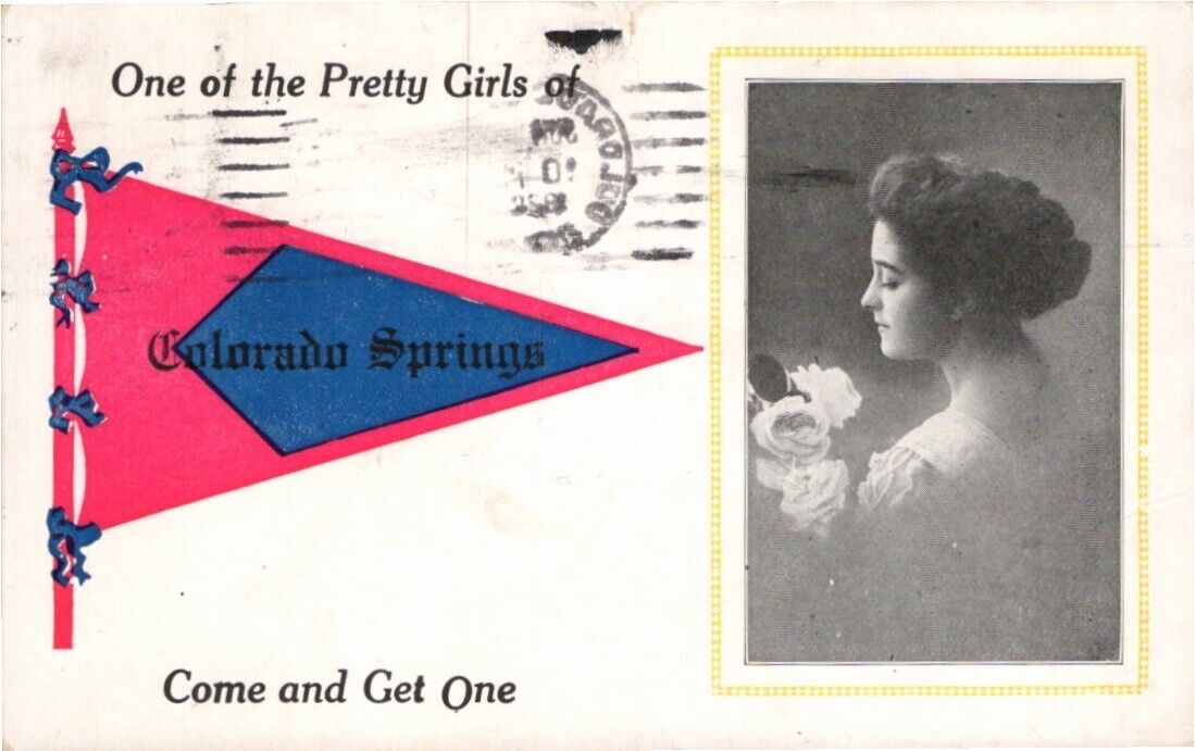 Colorado Springs 1920 Pennent Pretty Girls postcard