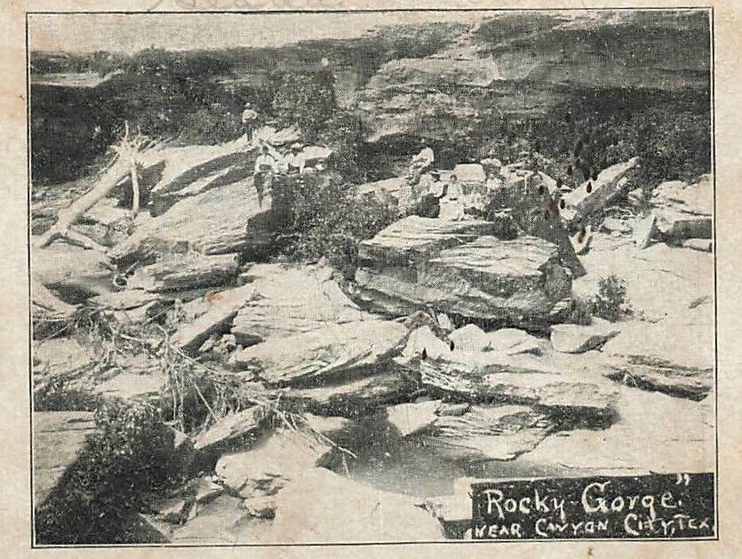 c1905 Rocky Gorge People Scene Near Canyon City Texas P317