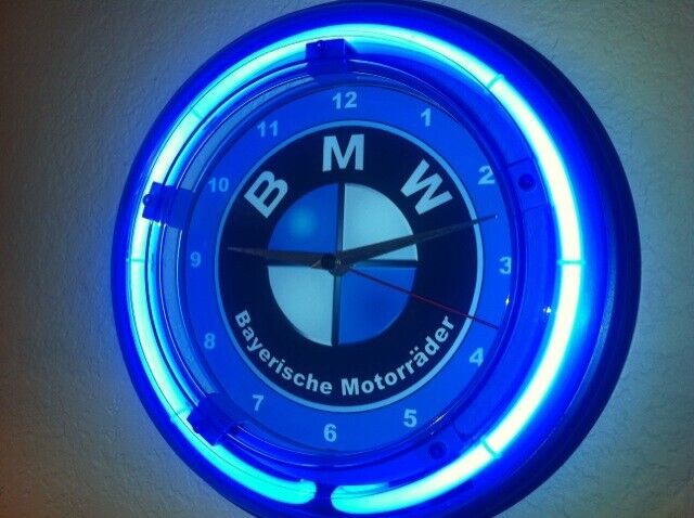 BMW Motorcycle Auto Garage Man Cave Bar Neon Wall Clock Advertising Sign