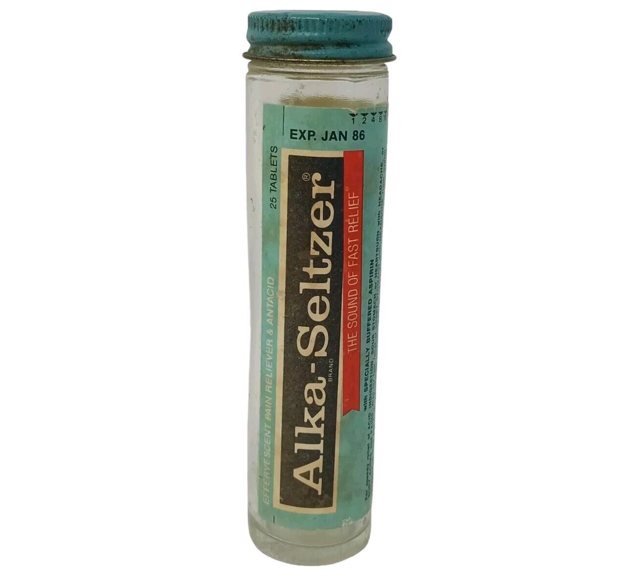 Vintage Alka-Seltzer Glass Tube Bottle 1980's