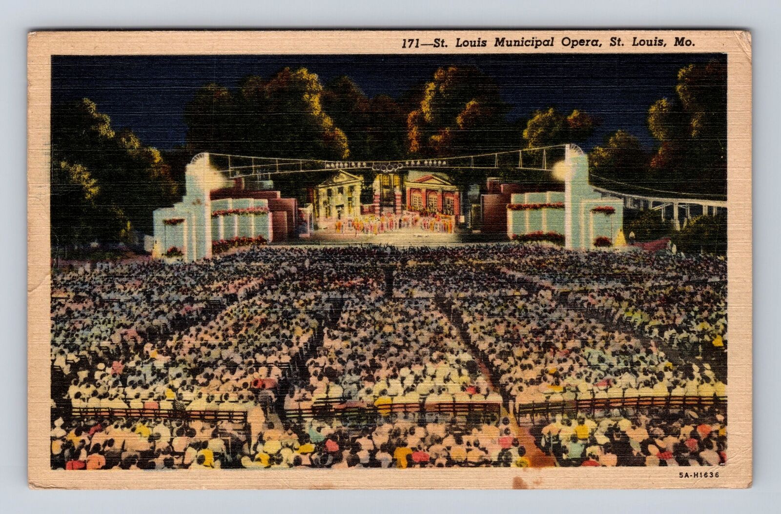 St Louis MO-Missouri, St Louis Municipal Opera, Antique Vintage Postcard