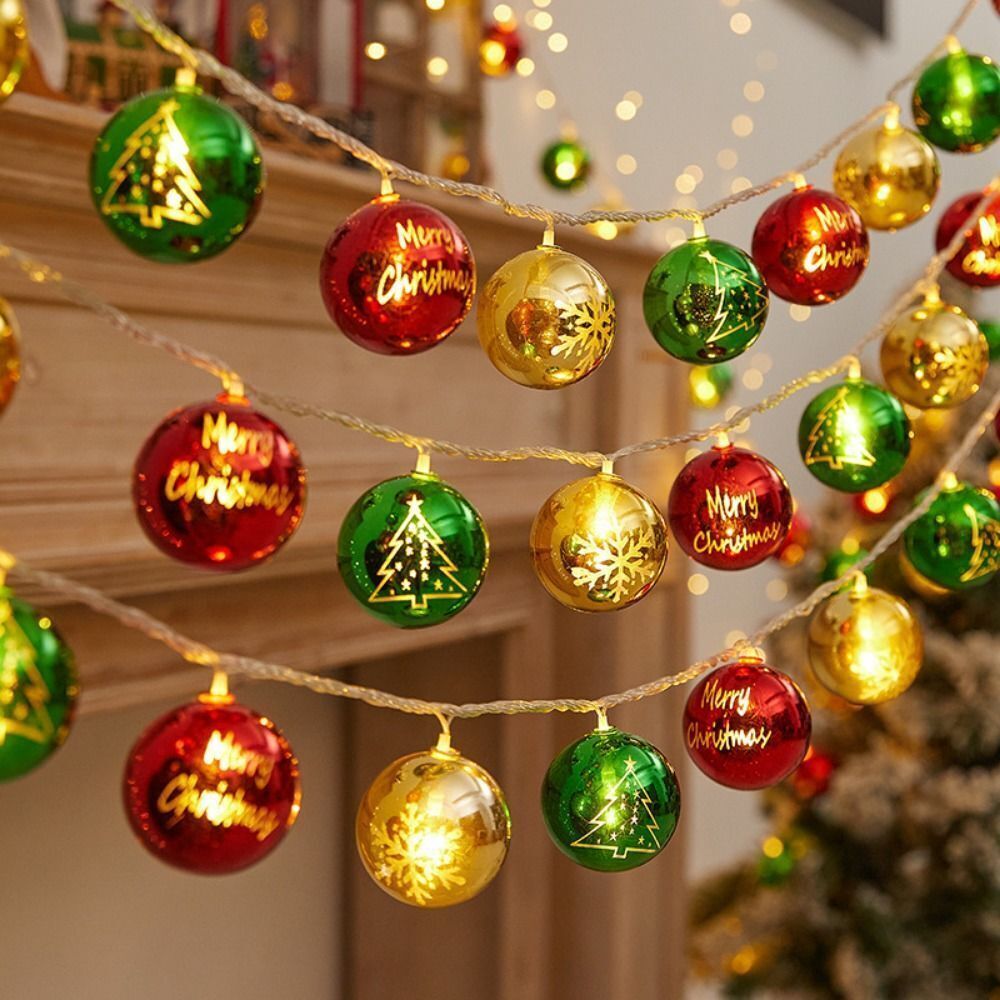 LED Xmas Fairy String Lights Ball Star Hanging Christmas Tree Garland Decor Lamp
