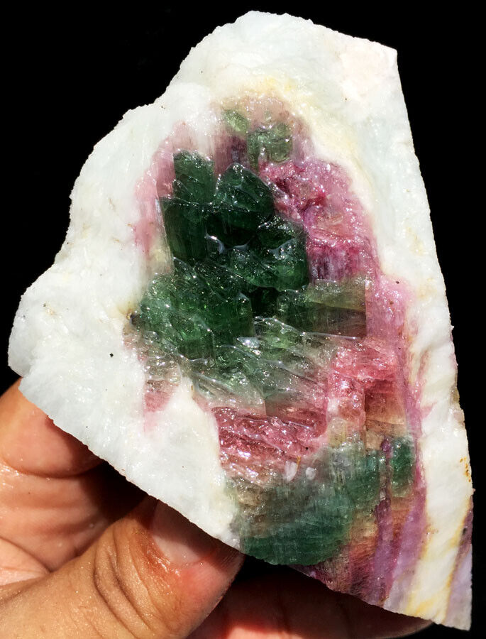 405g Natural Watermelon Color Tourmaline Crystal Rough Stone Specimen ip1290