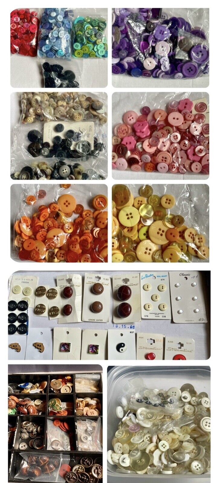 Vintage Buttons Lot 3 Lb Separated By Color - Very Nice Lot