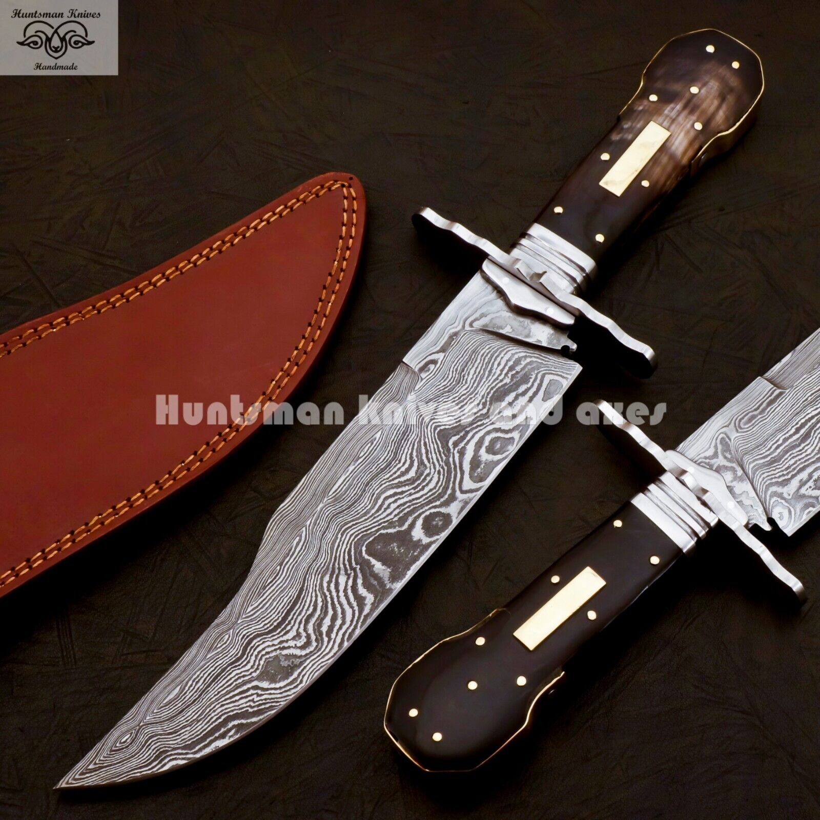 Custom Made Hand forged Spring Steel American Dogbone BOWIE Replica In Horn Hand