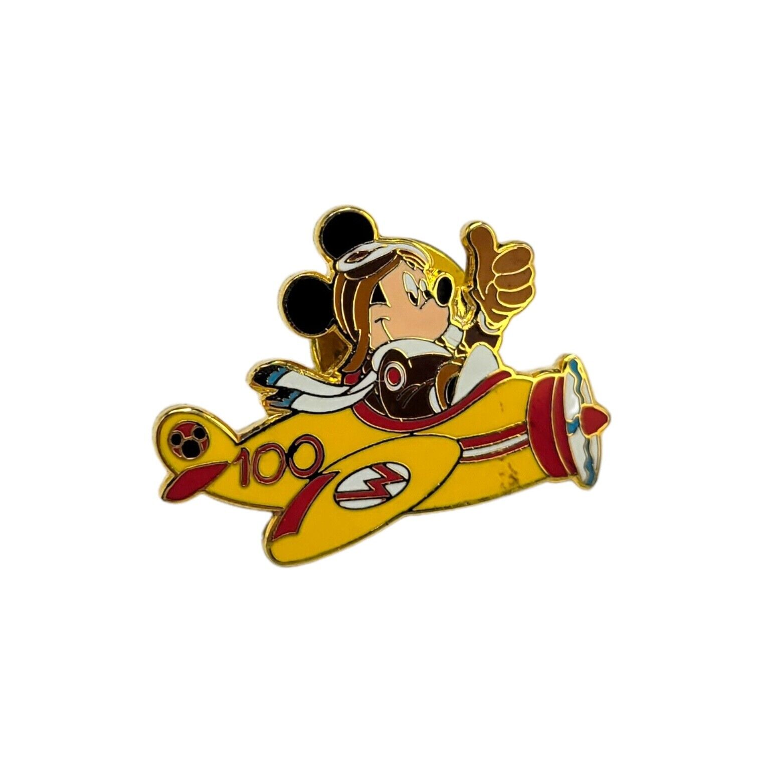 Vintage Walt Disney Travel Co. Mickey Mouse Aeroplane Pilot Brooch Pin