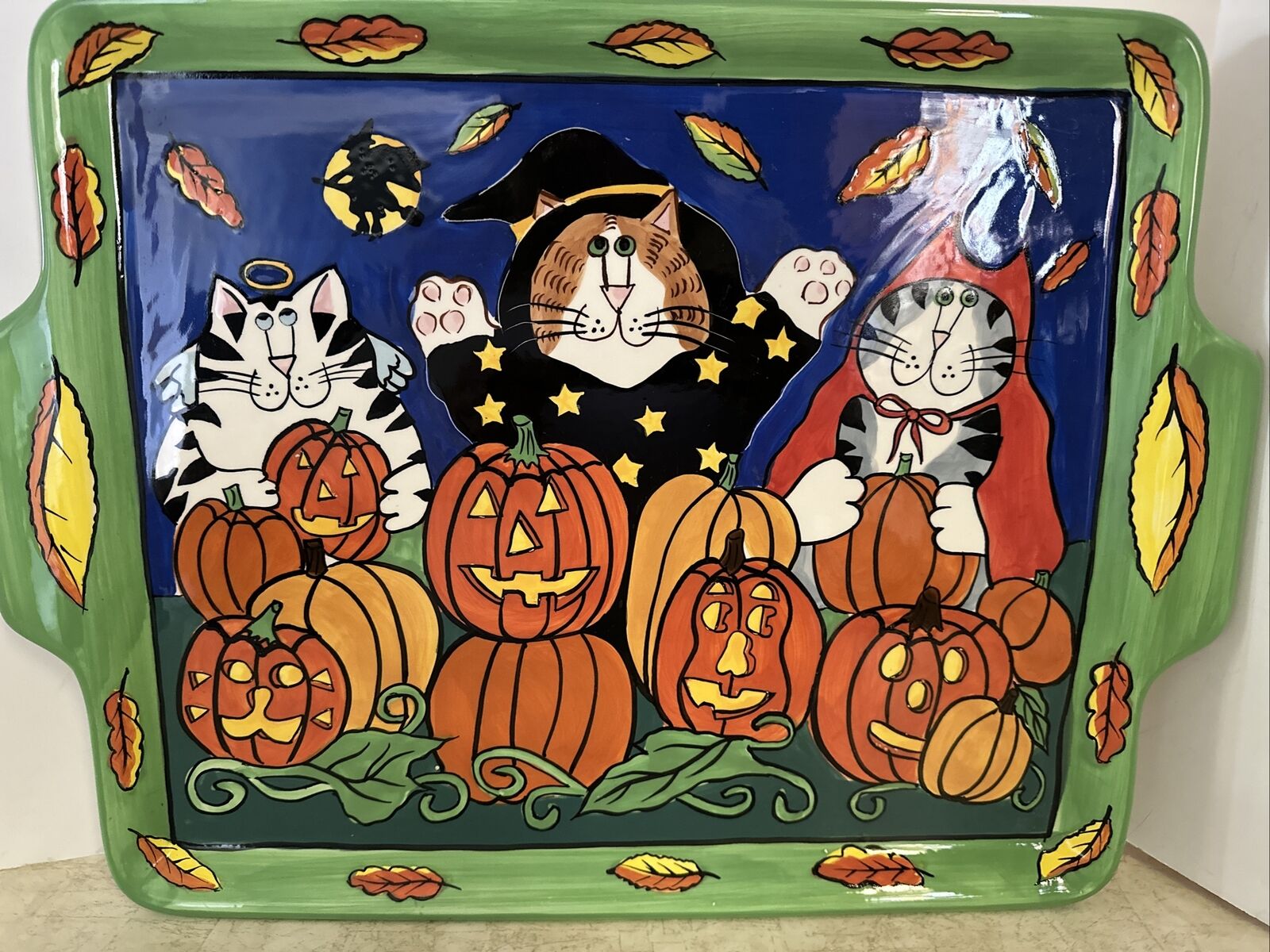 CATZILLA Candace Reiter - Cat Pumpkin Halloween Serving Platter - 16