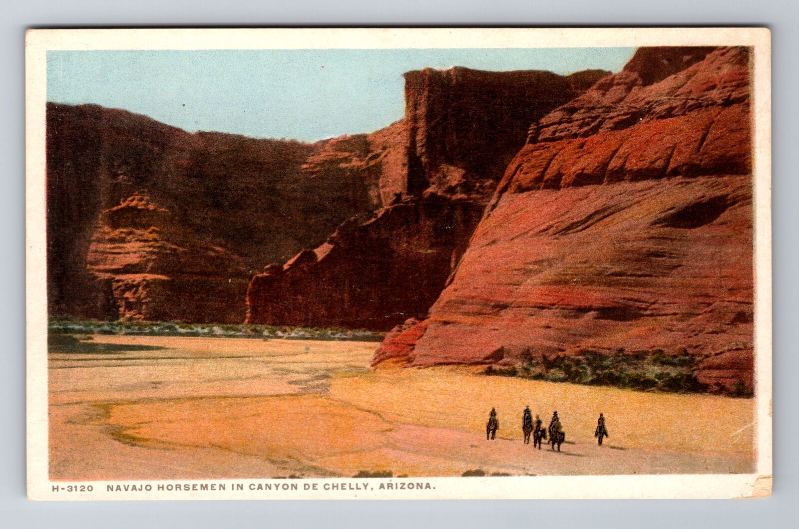 Canyon De Chelly AR-Arizona, Navajo Horsemen in Canyon, Vintage Postcard