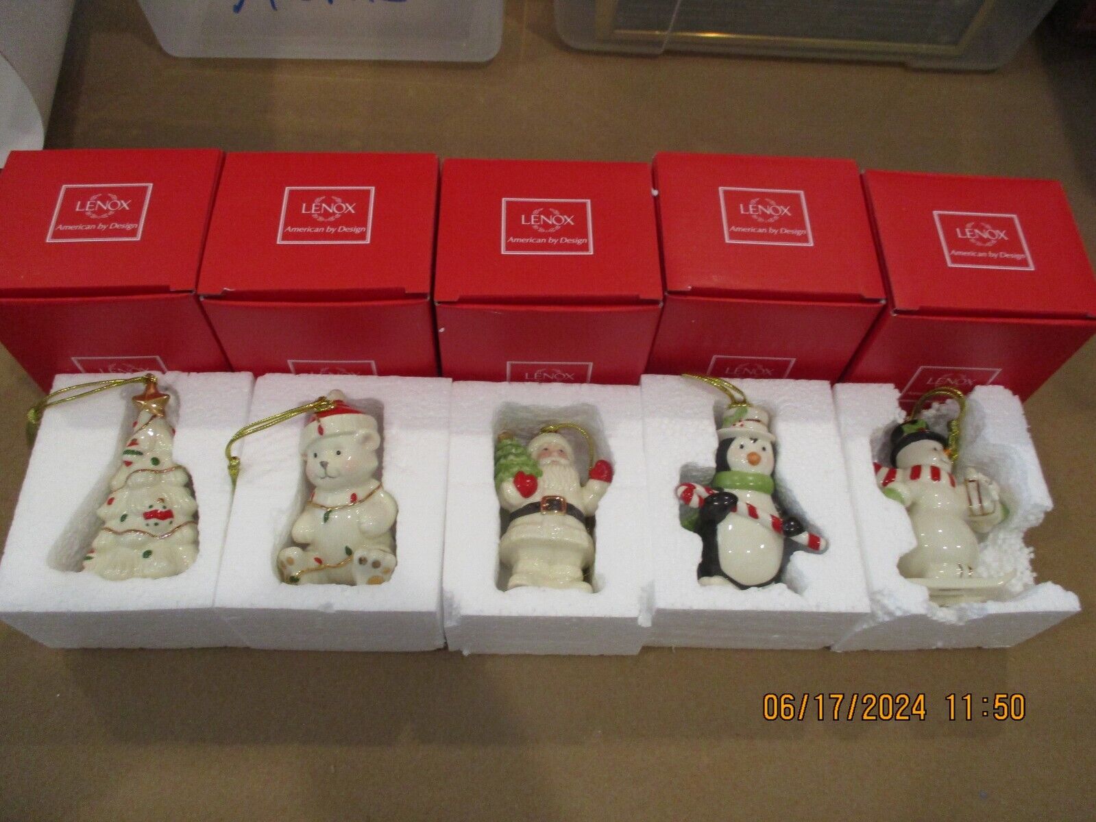 SET 5 - Lenox Very Merry Christmas Ornaments NEW-R26-1845