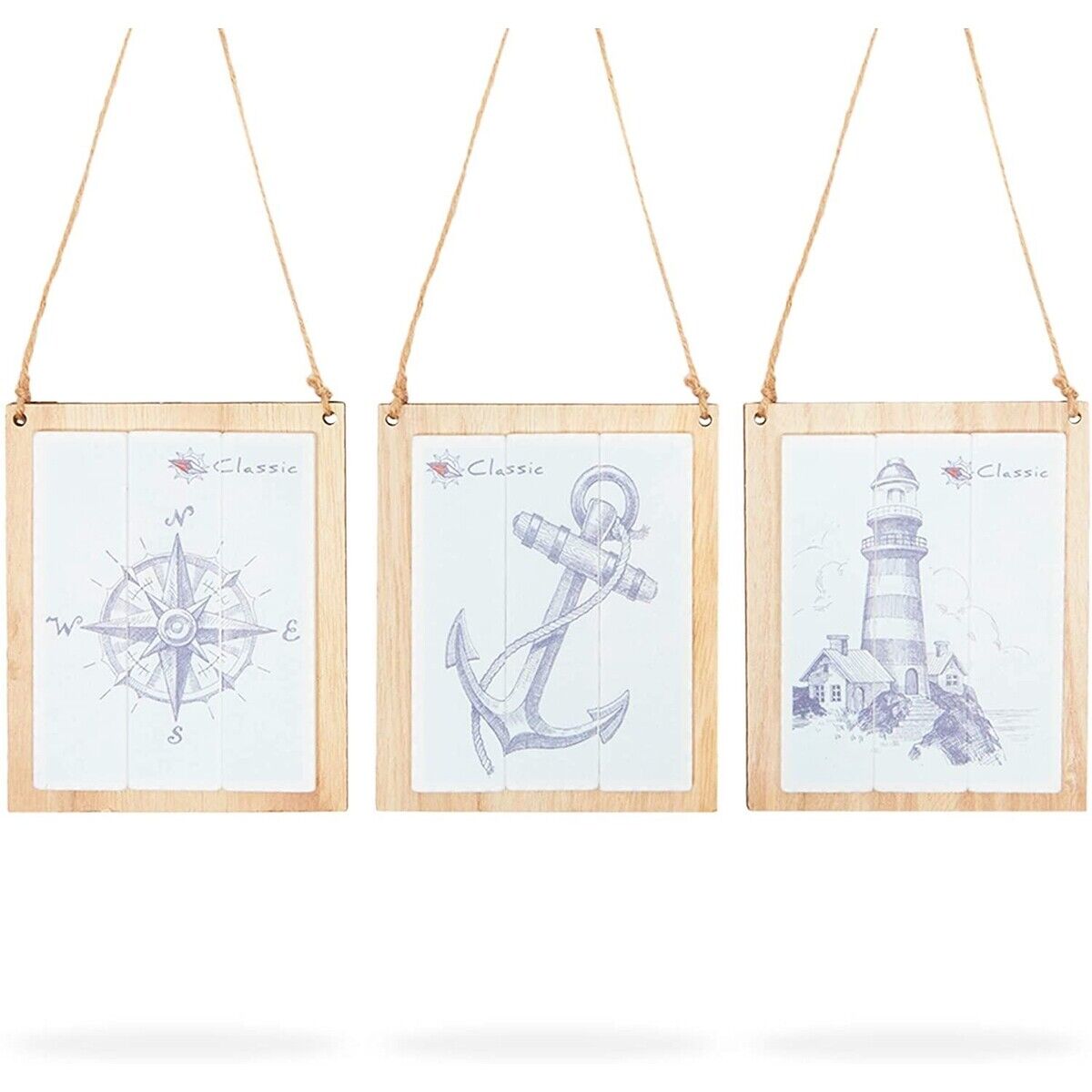 Nautical Wall Decor, Wooden Vintage Designs for Home Decor (5.5 x 4.7 In, 3x)