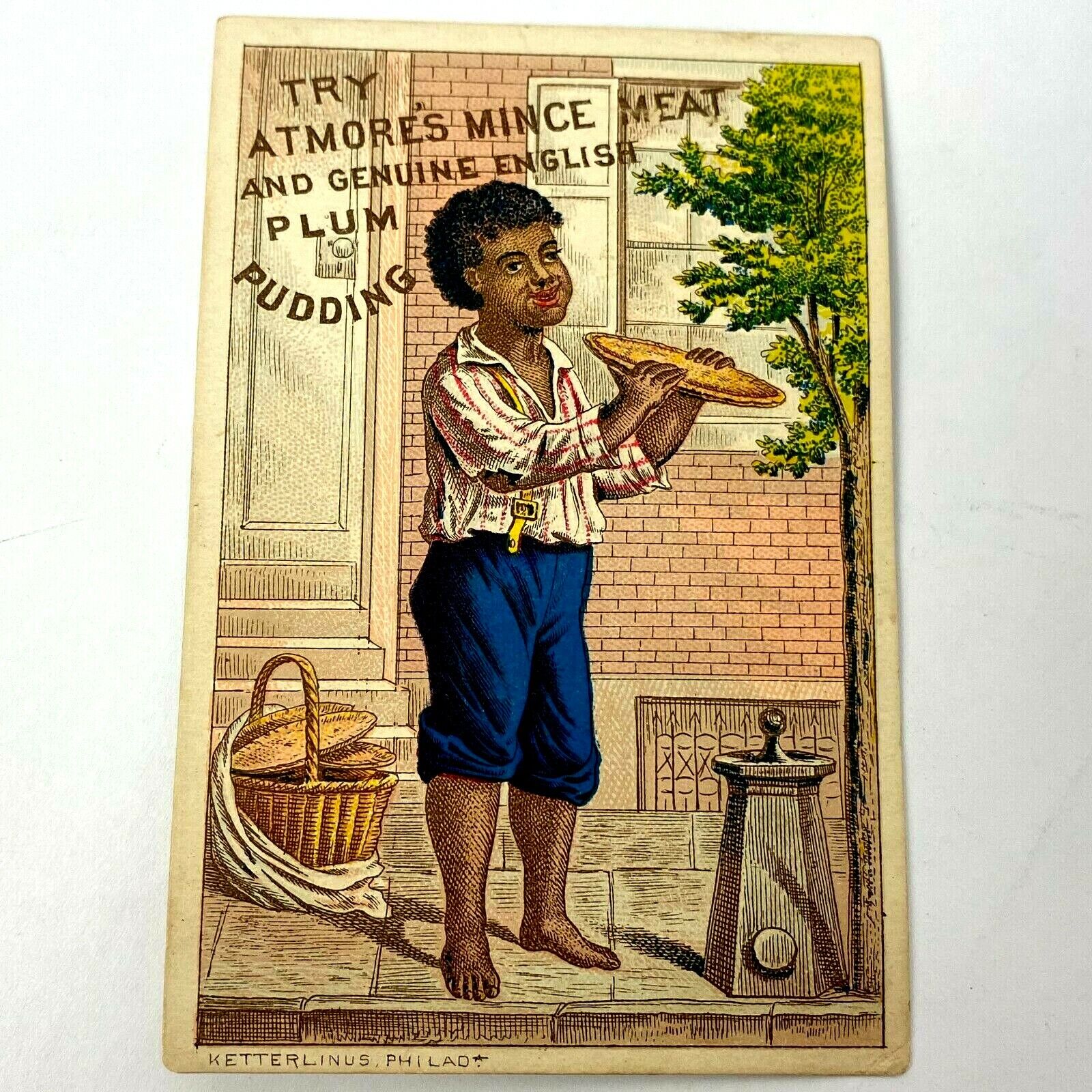 Atmore's Mince Meat English Plum Pudding Advertising Trade Card Ketterlinus VTG