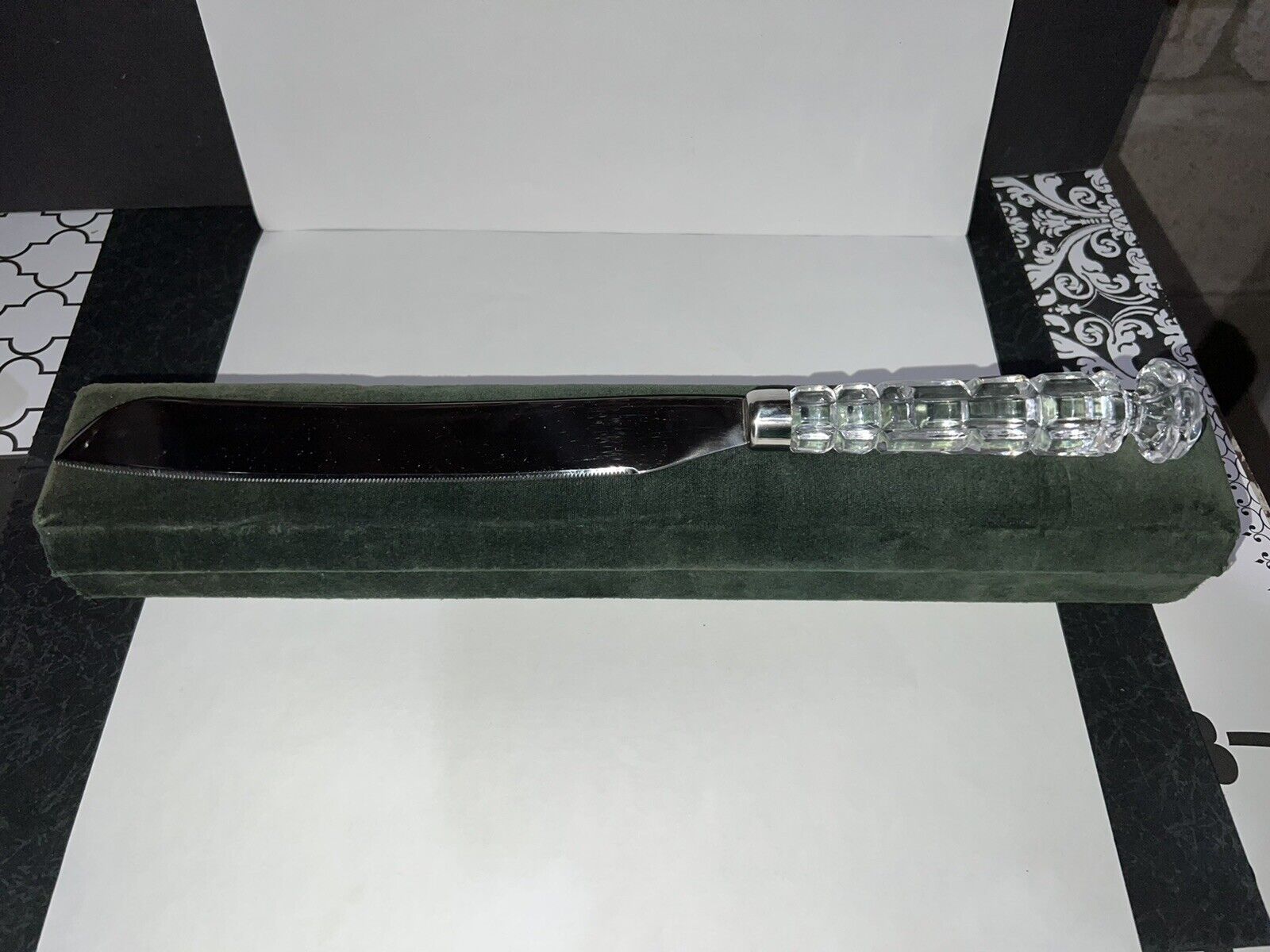 Carving Knife Vintage Crystal Legends Godinger Crystal Serrated In Box (READ)
