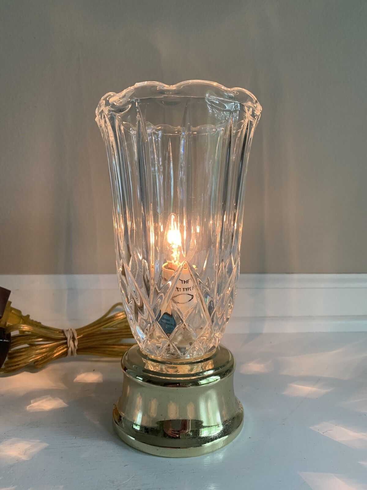 Vintage Crystal Cut Glass Boudoir Table Small Lamp 8.5”