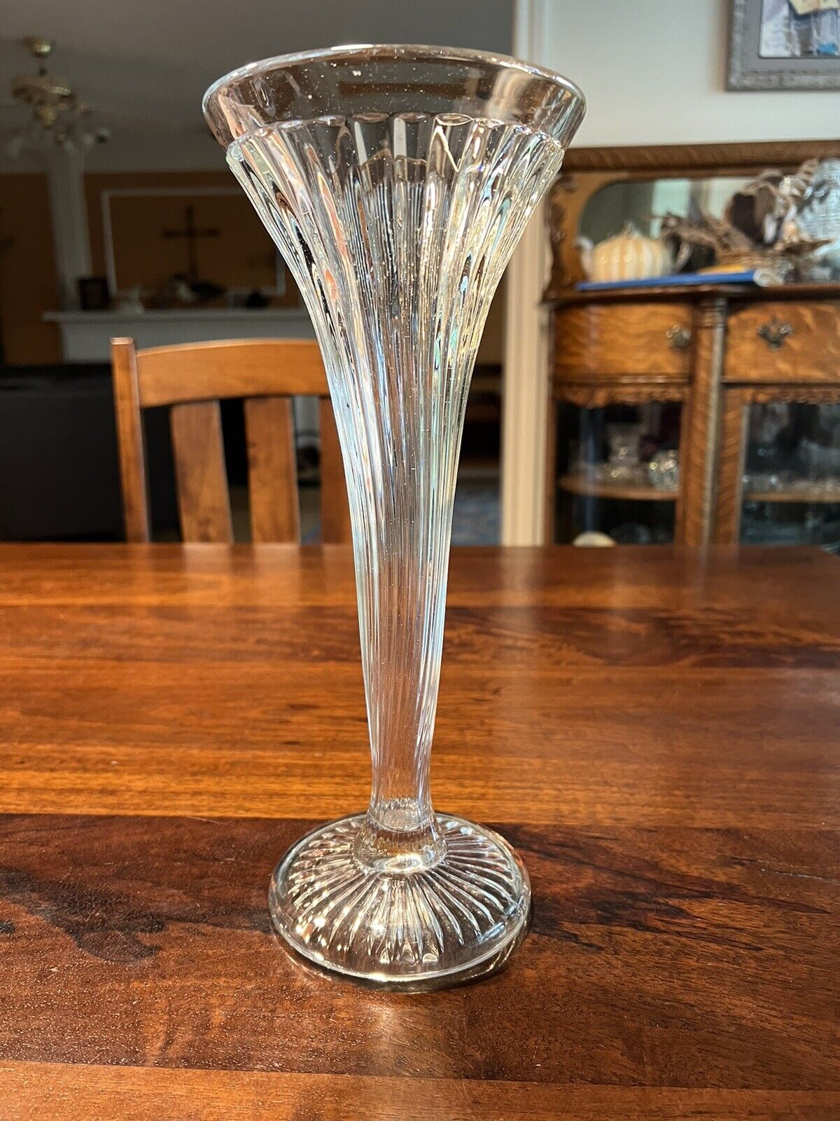Vintage 12” Glass Trumpet Vase