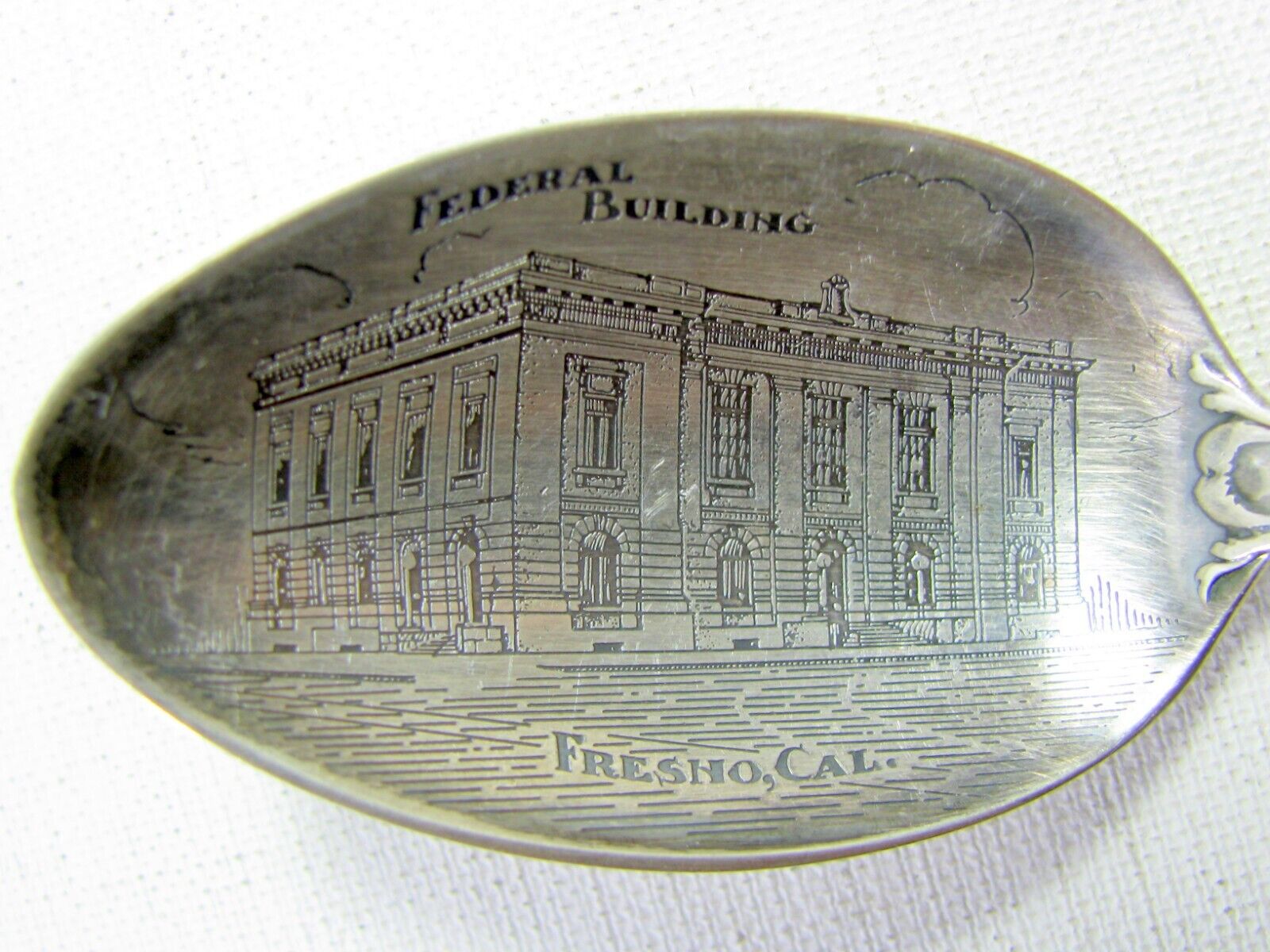 Early Federal Building Fresno California Sterling Silver Coffee Spoon