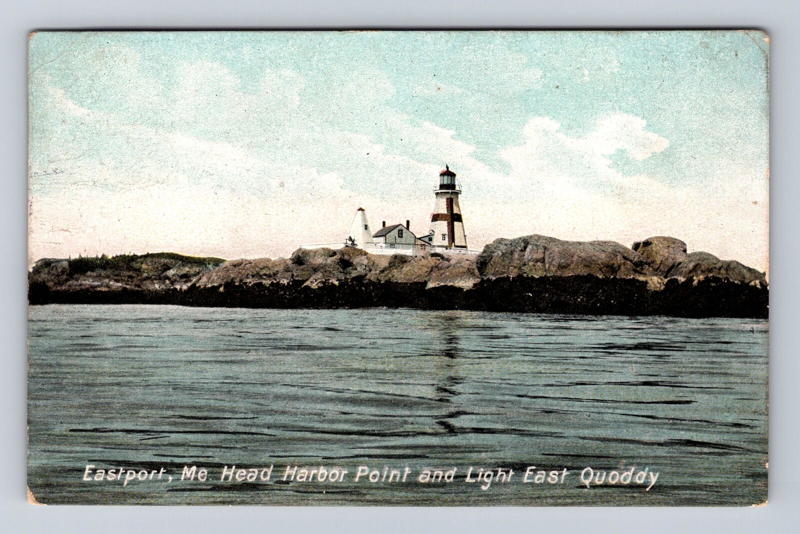 Eastport ME-Maine, Head Harbor Point & Lighthouse, East Quoddy Vintage Postcard
