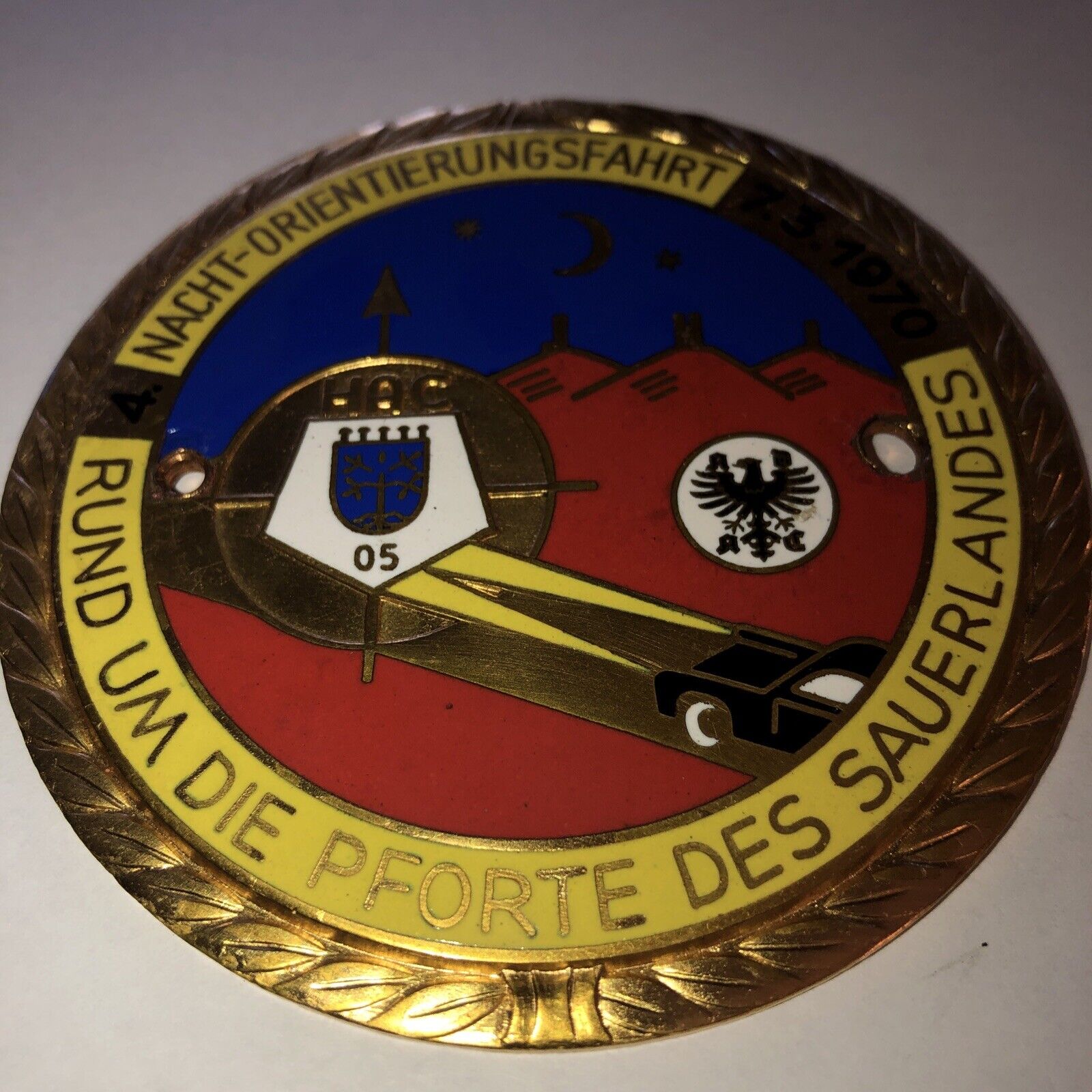 Rare Awesome grill badge 1970 Nacht orientieringsfahrt German