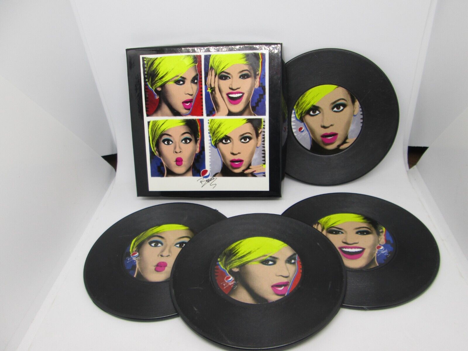 Beyonce Vinyl Coaster set of 4 with Box, Pepsi Promotional VHTF
