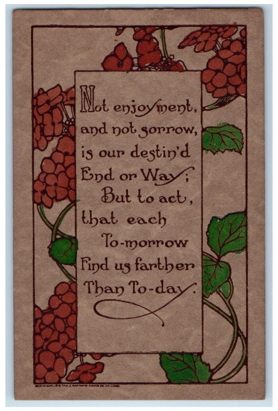 c1910's Raymond Howe Motto Flowers Arts Crafts Unposted Antique Postcard