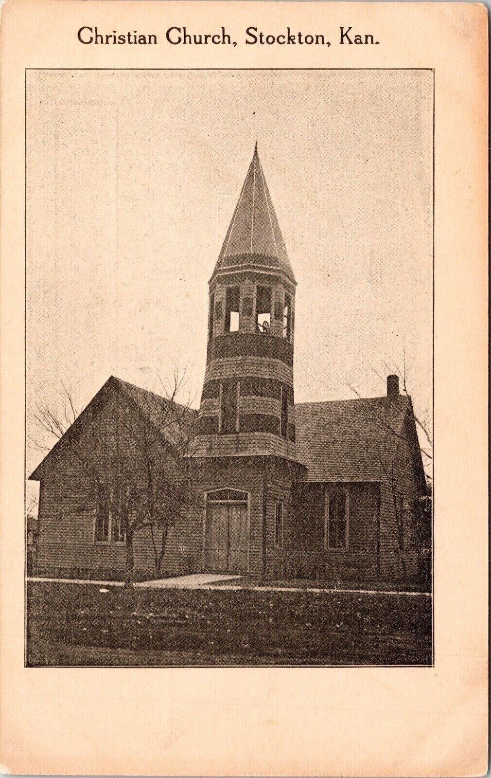 Christian Church Stockton Kansas KS Antique Postcard UNP Unused UDB
