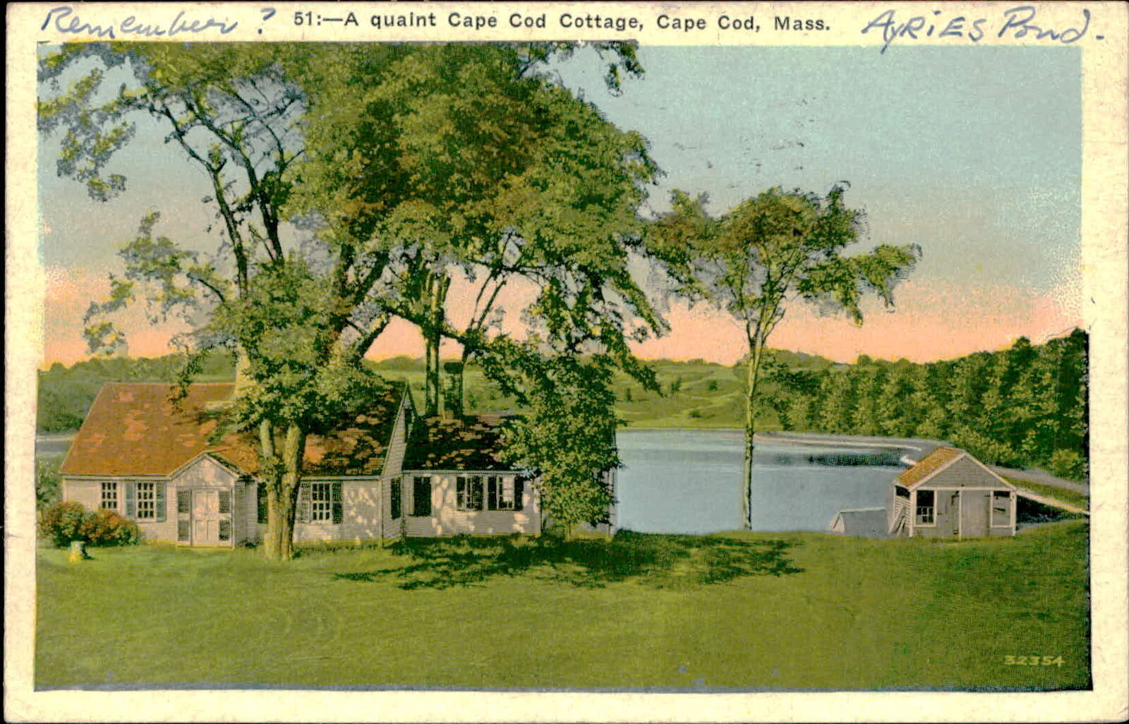 Postcard: Remember. 51: A quaint Cape Cod Cottage, Cape Cod, Mass. ARI
