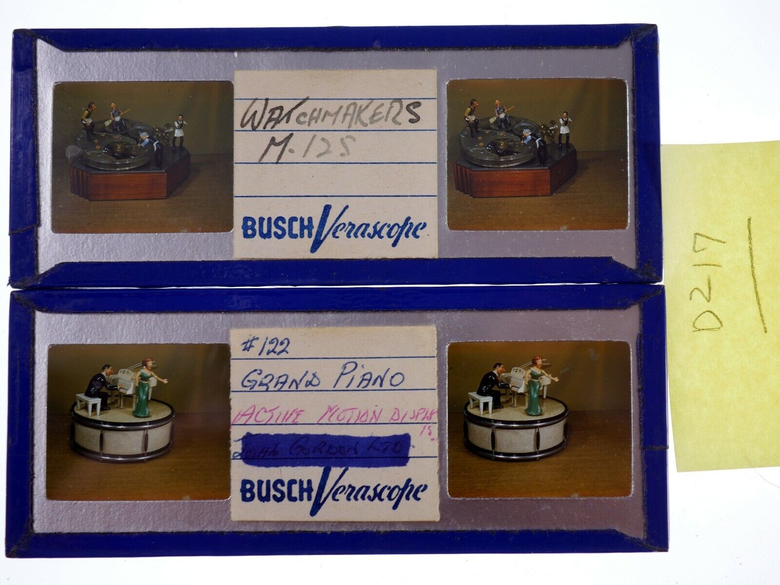 2 Stereo Realist slides - Tabletops 7p in Busch Verascope glass mounts - DZ17