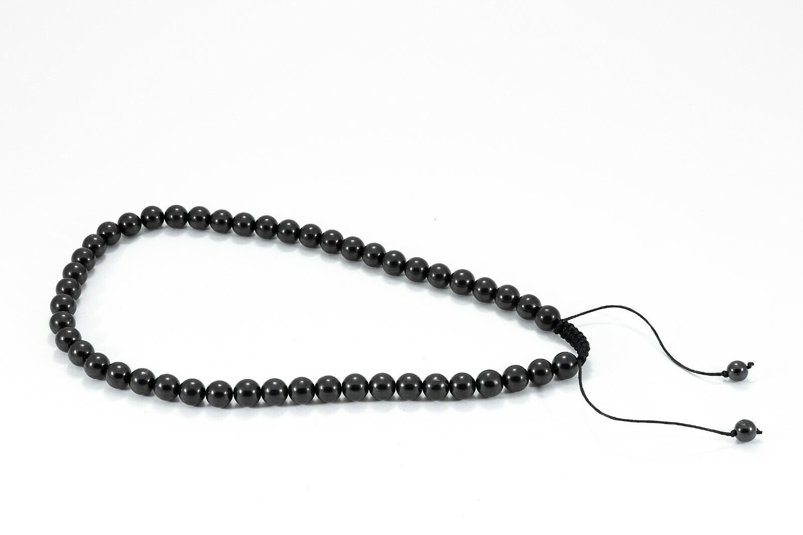 Shungite Necklace Black pearl beads 10 mm rare mineral EMF protection