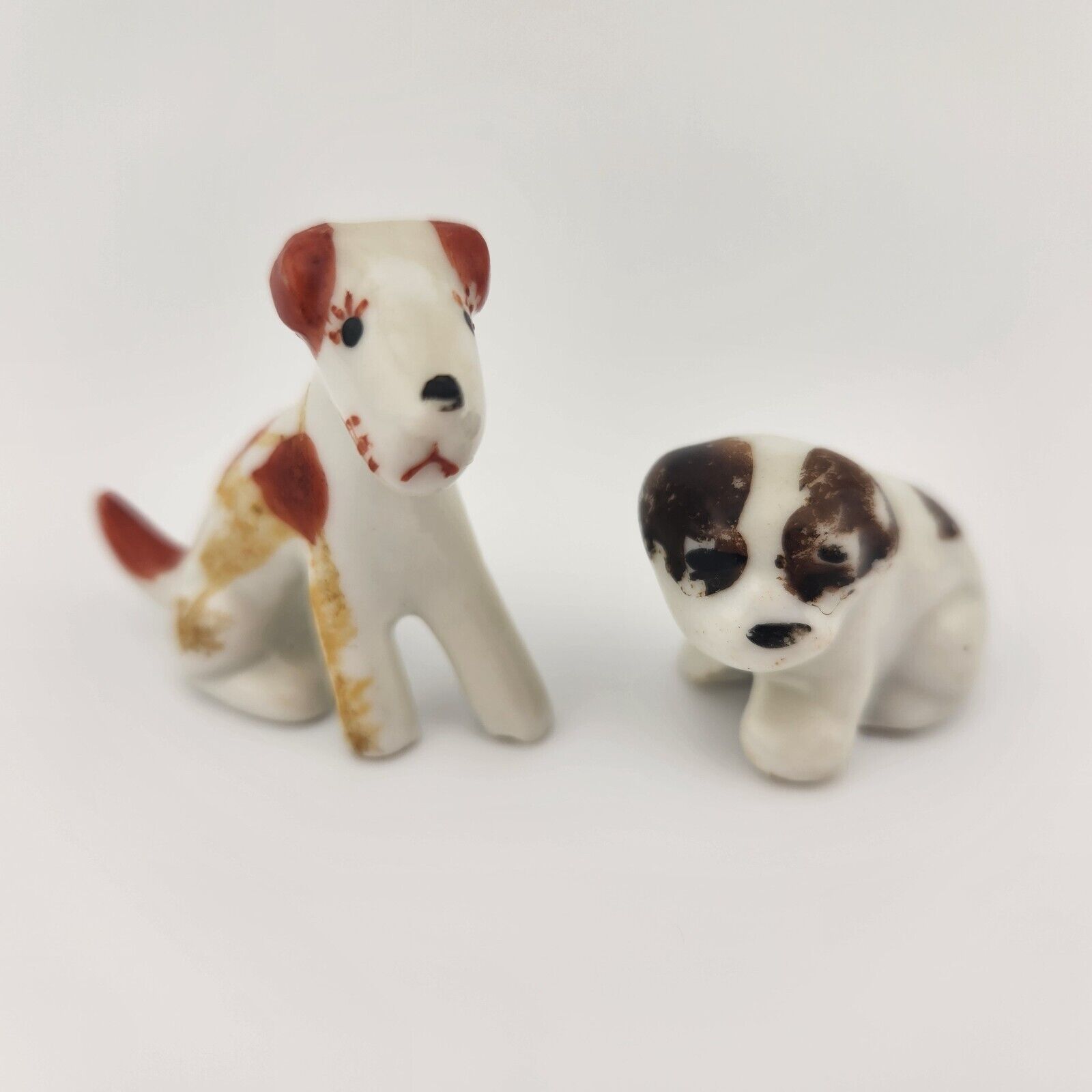 Japanese Dog Figurines Vintage Porcelain Miniatures Made In Japan Lot of 2