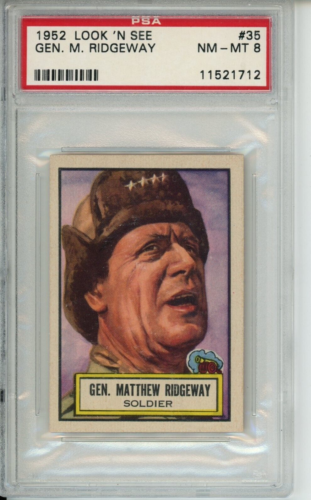 1952 Topps Look 'N See General Matthew Ridgeway #35 PSA 8 Pop 45 only 11 higher