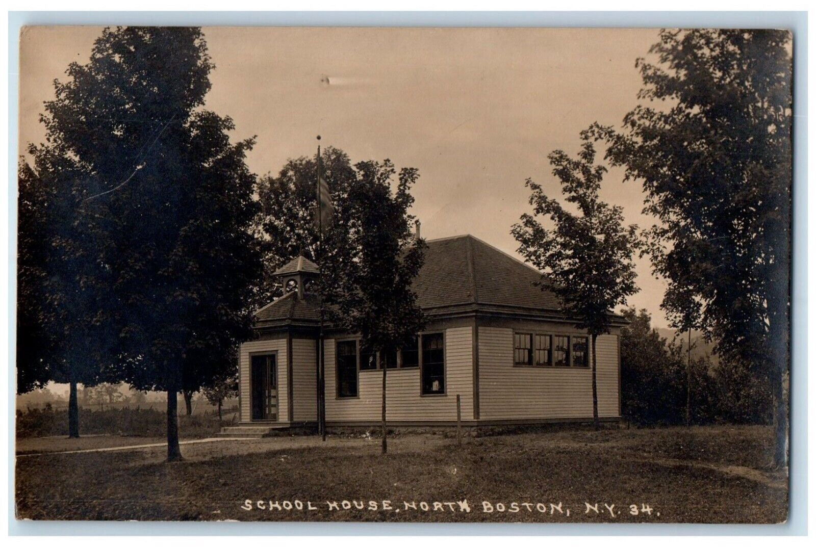c1910\'s School House Child North Boston New York NY RPPC Photo Postcard