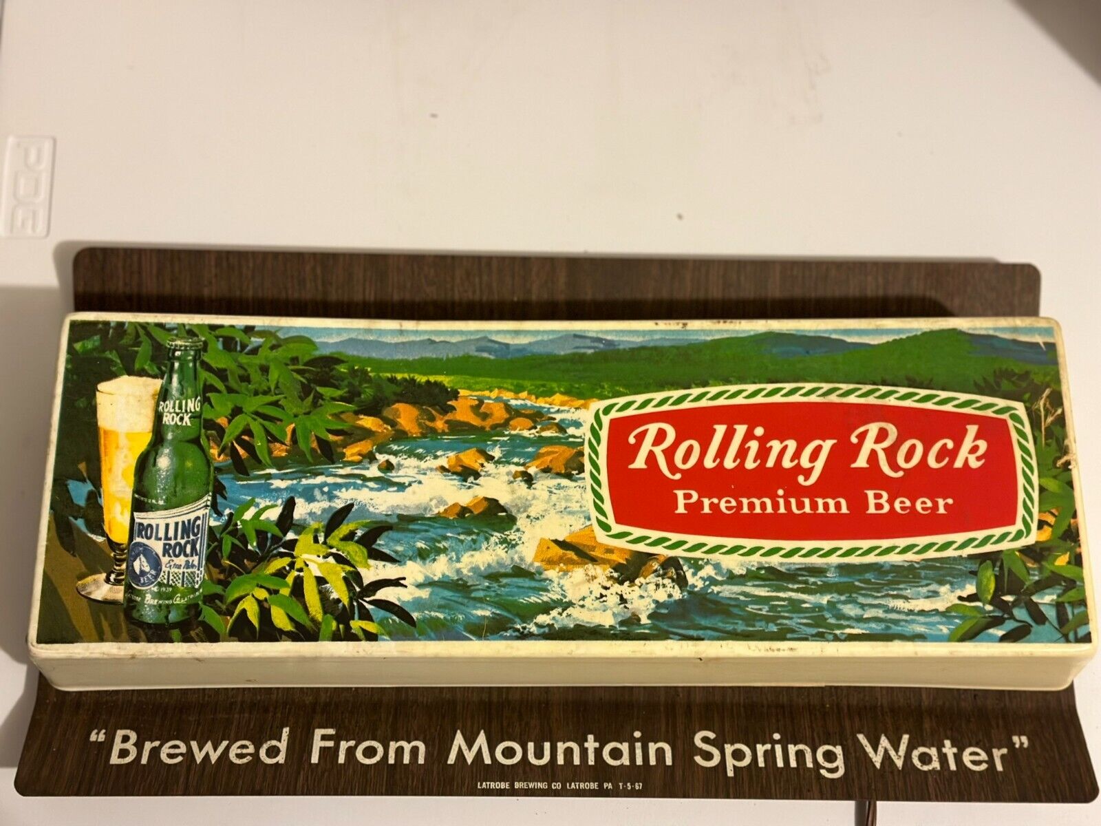 Rolling Rock Premium Lighted Beer Sign Metal VTG Latrobe Brewing Co 