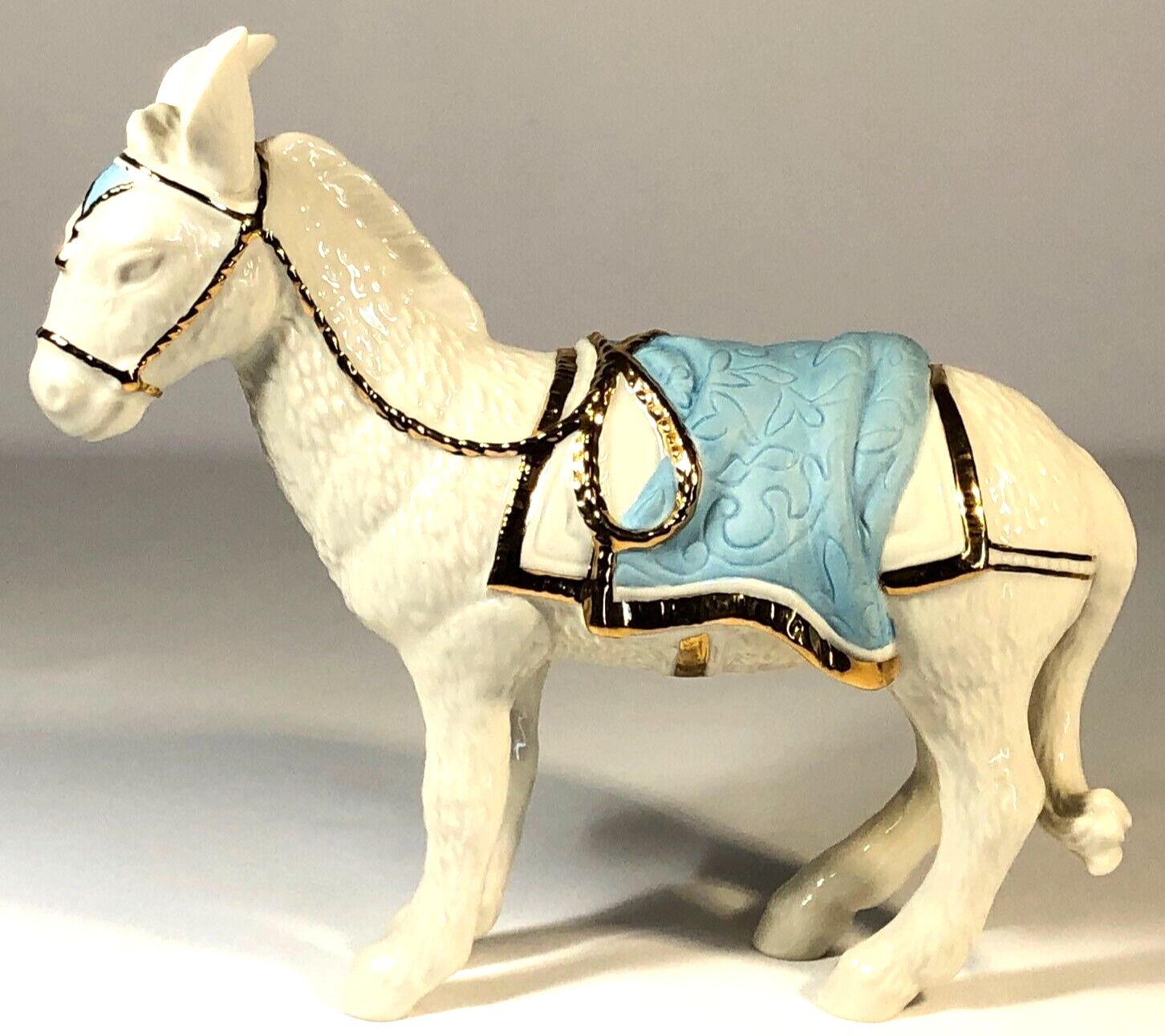 LENOX FIRST BLESSING NATIVITY STANDING DONKEY WITH BLUE BLANKET SADDLE-2014
