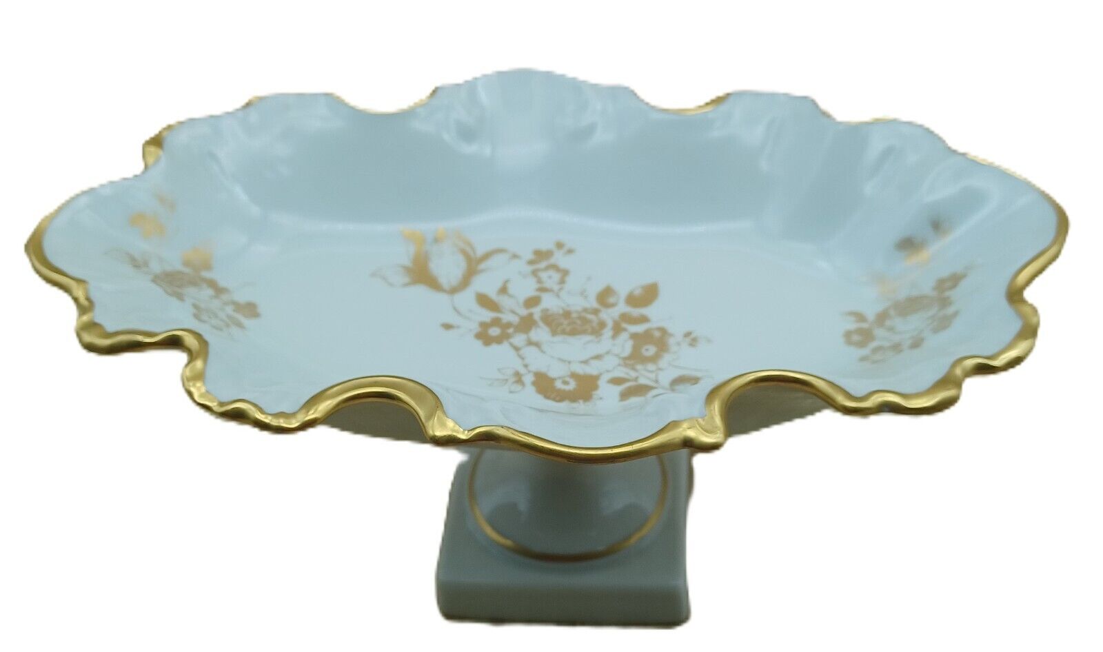 Limoges Compote Fruit Candy Dish Vintage White & Gold Bowl French Pedestal