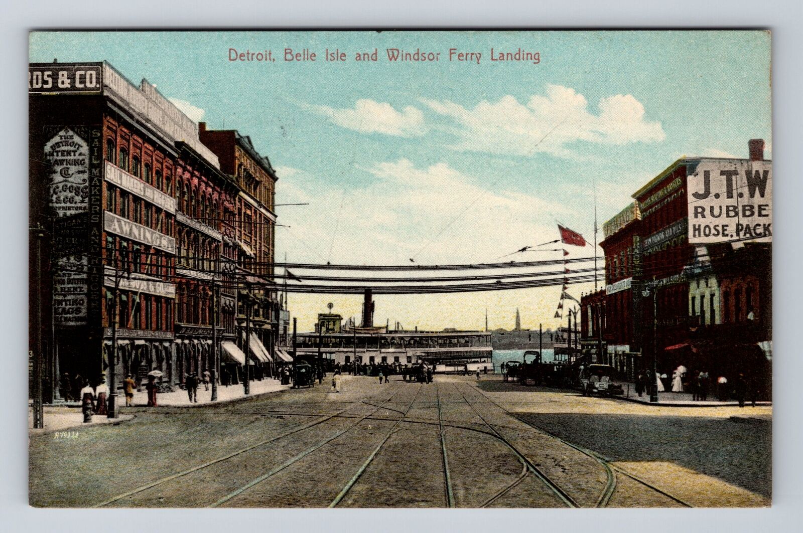 Detroit MI-Michigan Detroit Belle Isle, & Windsor Ferry Landing Vintage Postcard
