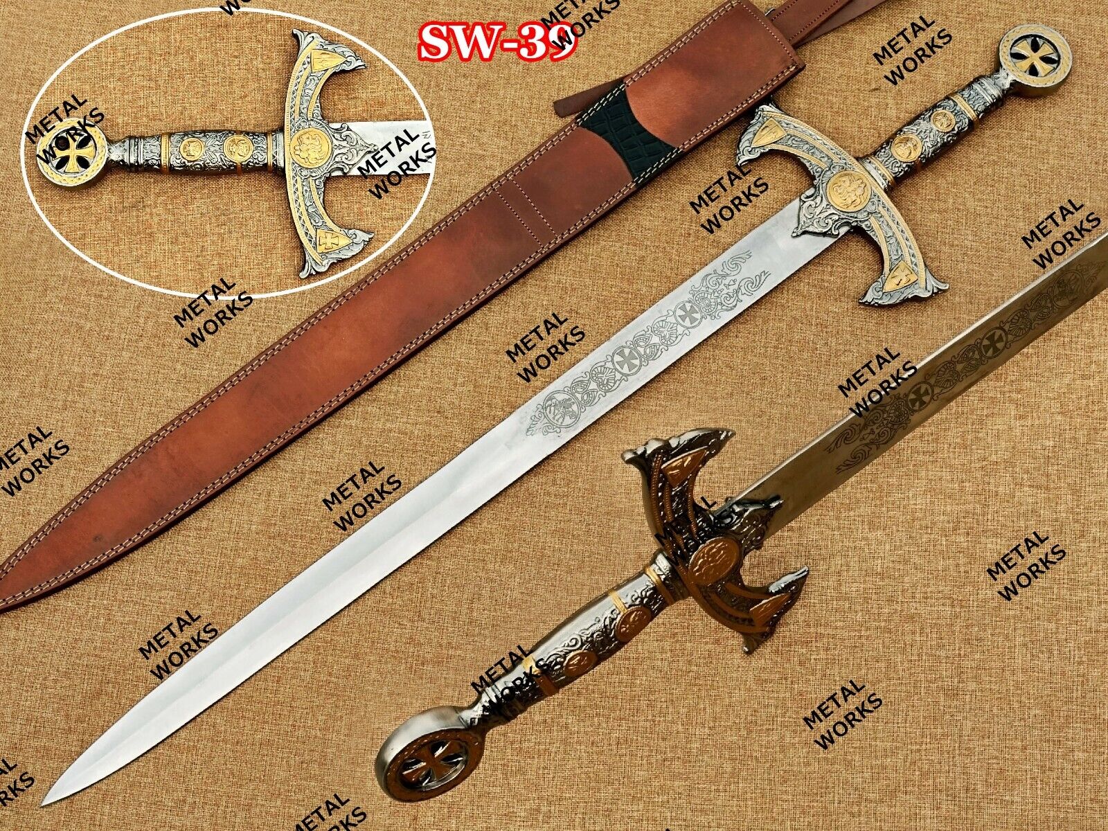 Handmade Templar Knights Sacred Holy Longsword Ornate Sword/Ceremonial Sword