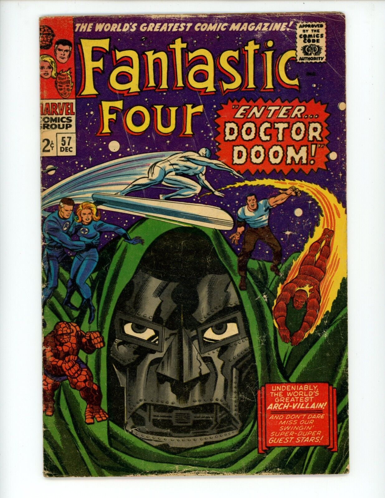 Fantastic Four #57 Comic Book 1966 VG+ Marvel Dr Doom Silver Surfer Cover