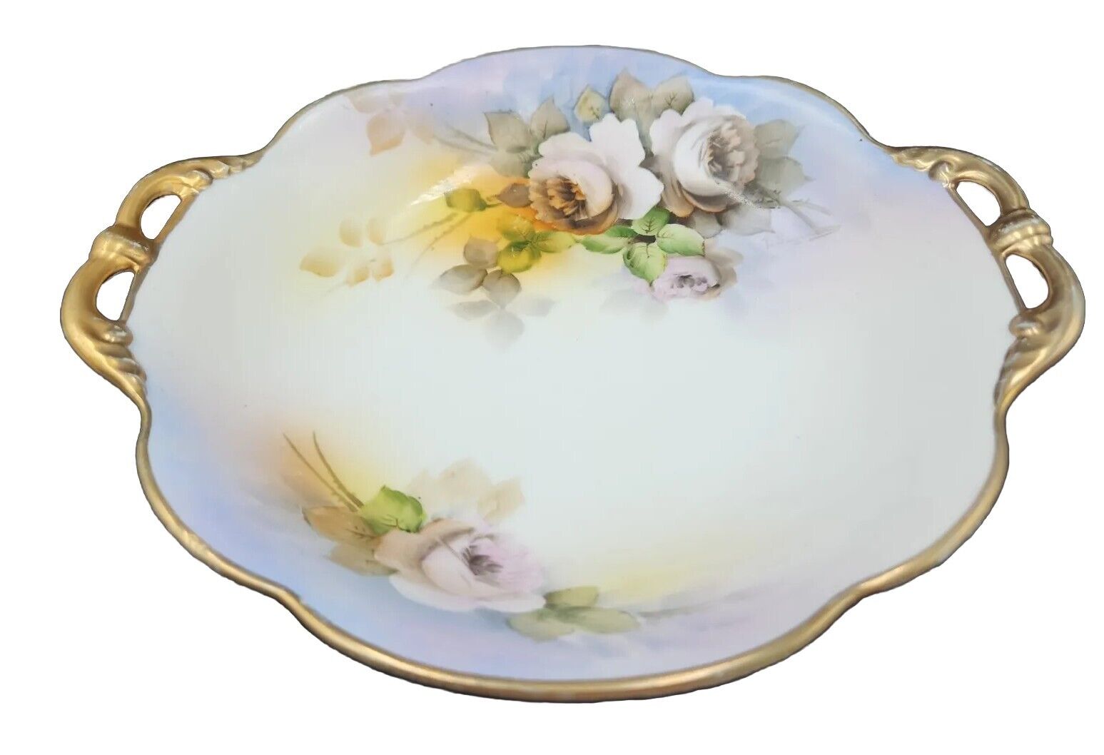 Nippon Morimura Brothers Hand Painted Porcelain Signed Handled Serving Dish