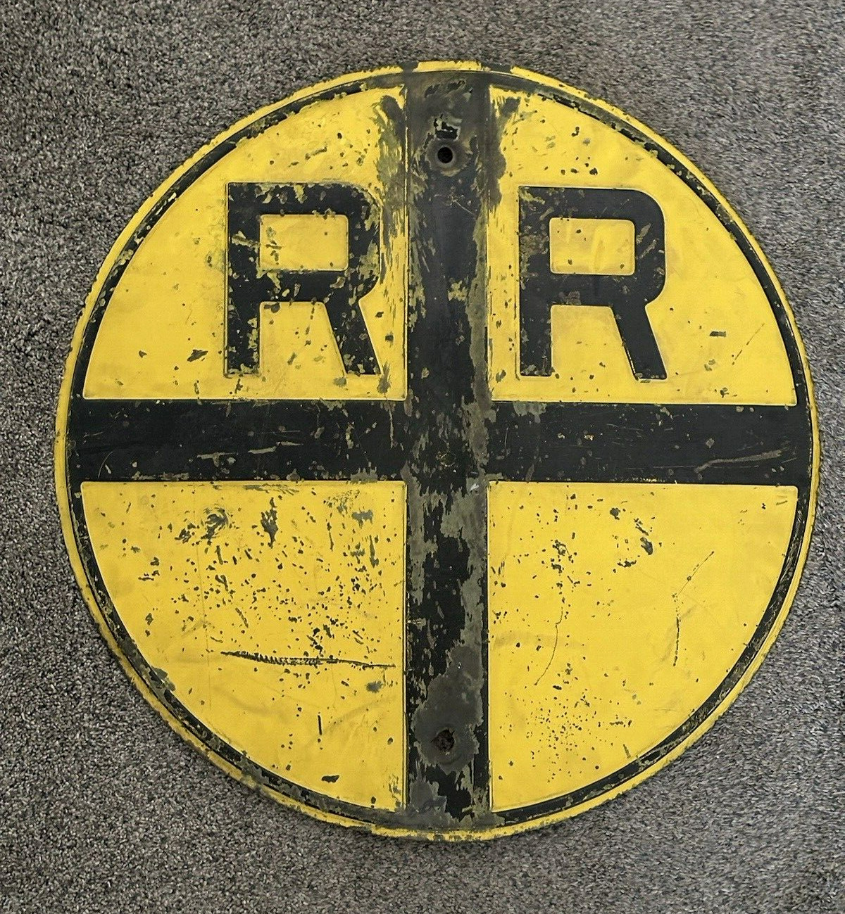 Authentic STEEL EMBOSSED Street Road SIGN  R/R Railroad Crossing HEAVY METAL
