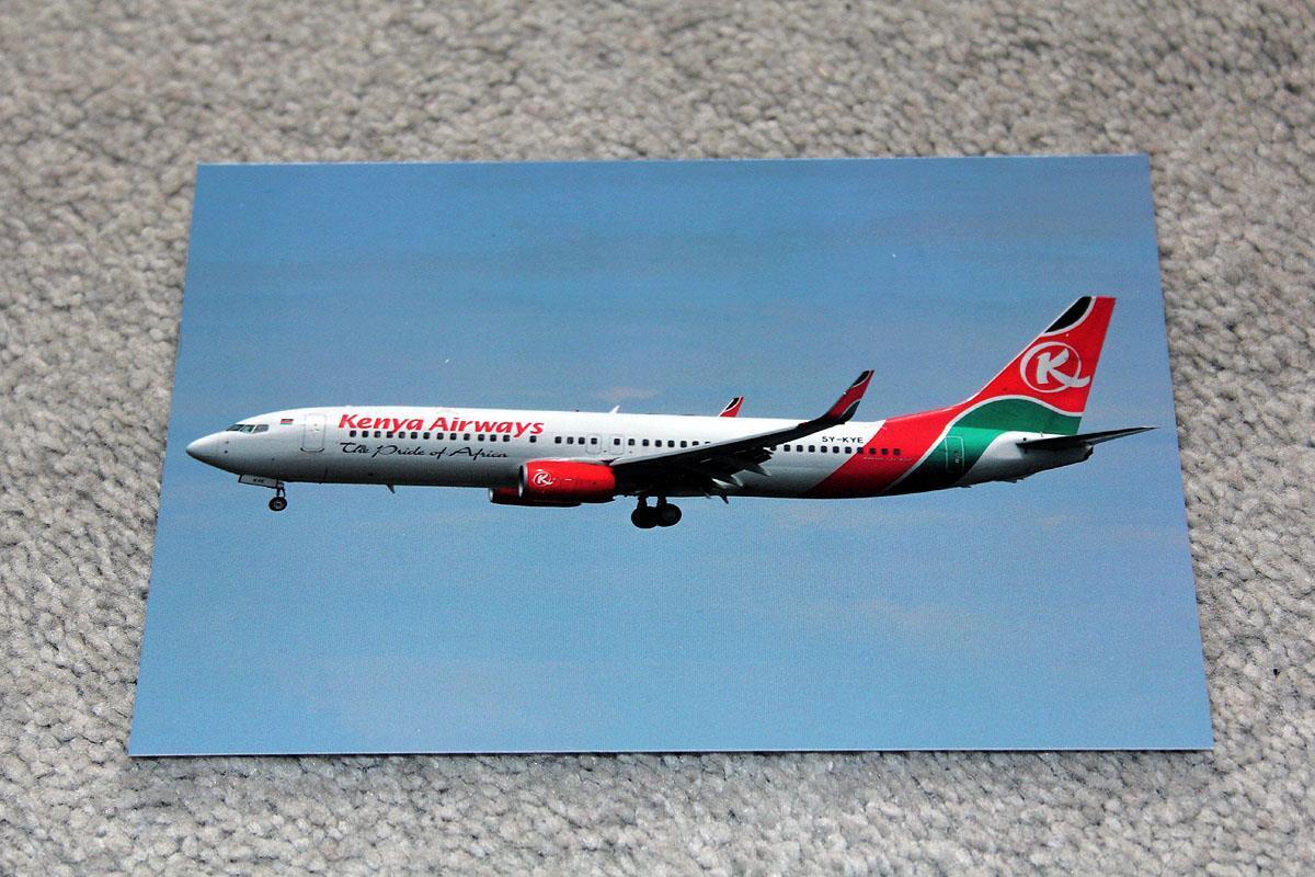 KENYA AIRWAYS BOEING 737-800 AIRLINE POSTCARD