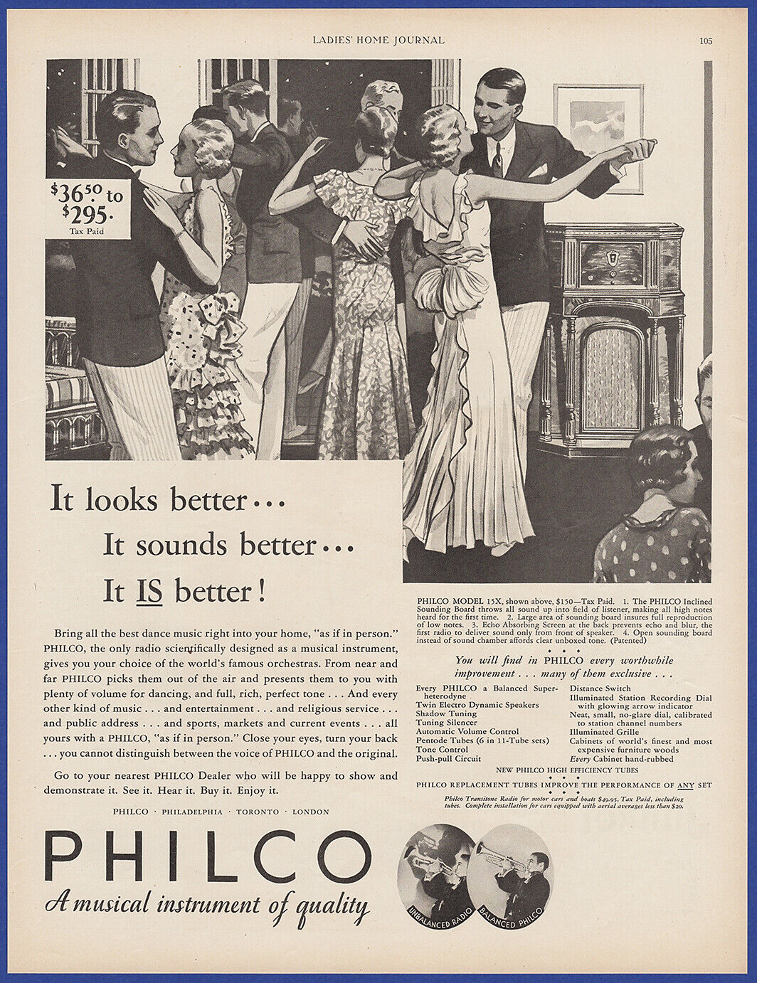 Vintage 1932 PHILCO Model 15X Super-Heterodyne 11 Tube Radio 1930\'s Print Ad