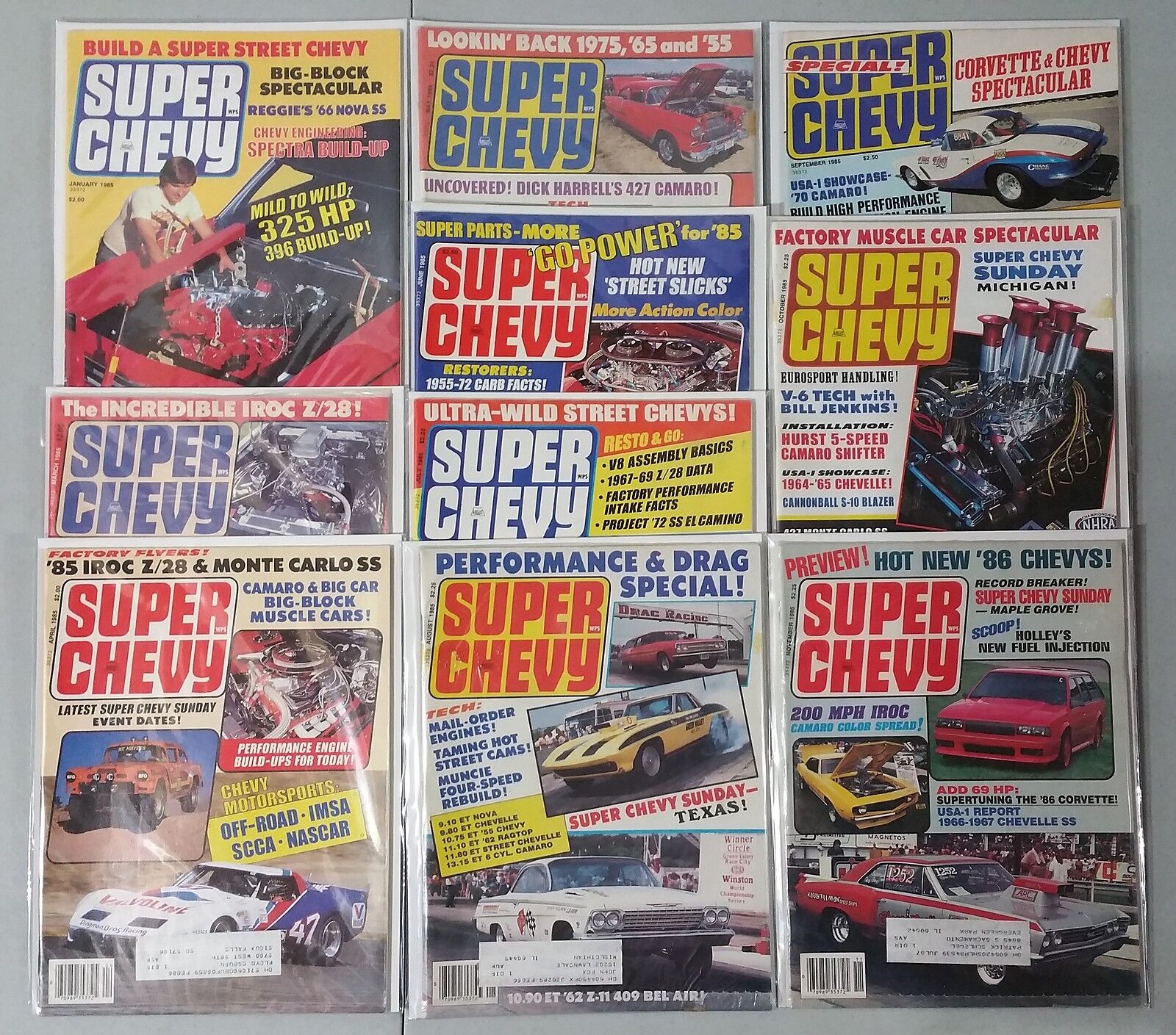 Super Chevy Magazine 1985  Near Complete Year 10 Issues - Great For Restorations