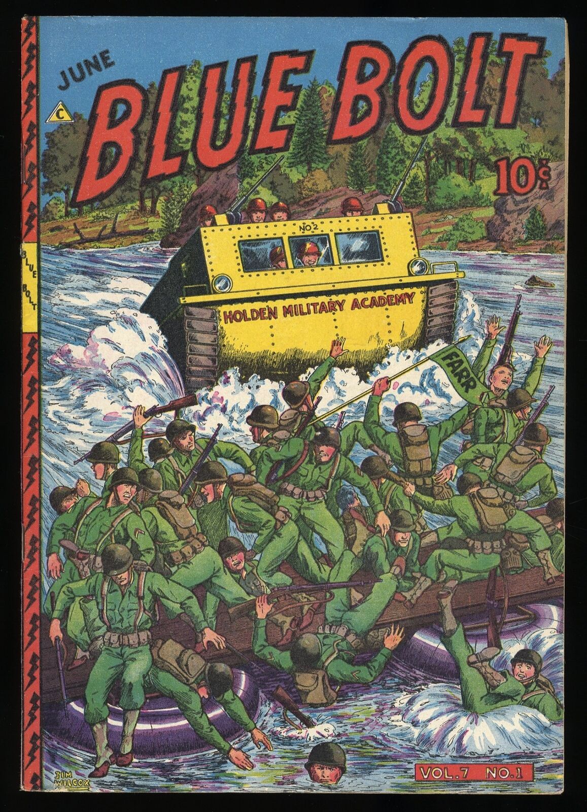 Blue Bolt v7 #1 VF- 7.5 WWII Cover Art James Wilcox Novelty Press 1946