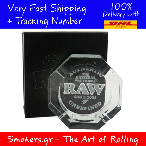 1x RAW Rolling Papers Etched Crystal Glass ASHTRAY