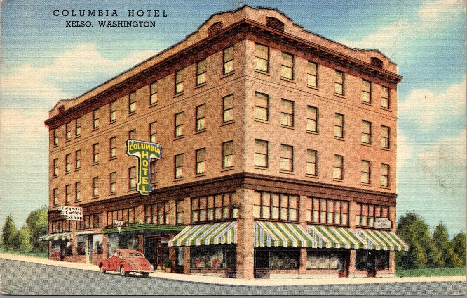 Linen Postcard Columbia Hotel in Kelso, Washington~133630