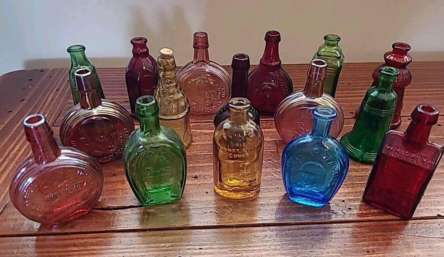 Lot of 16 Vintage Wheaton NJ Art Glass Mini Bottles 