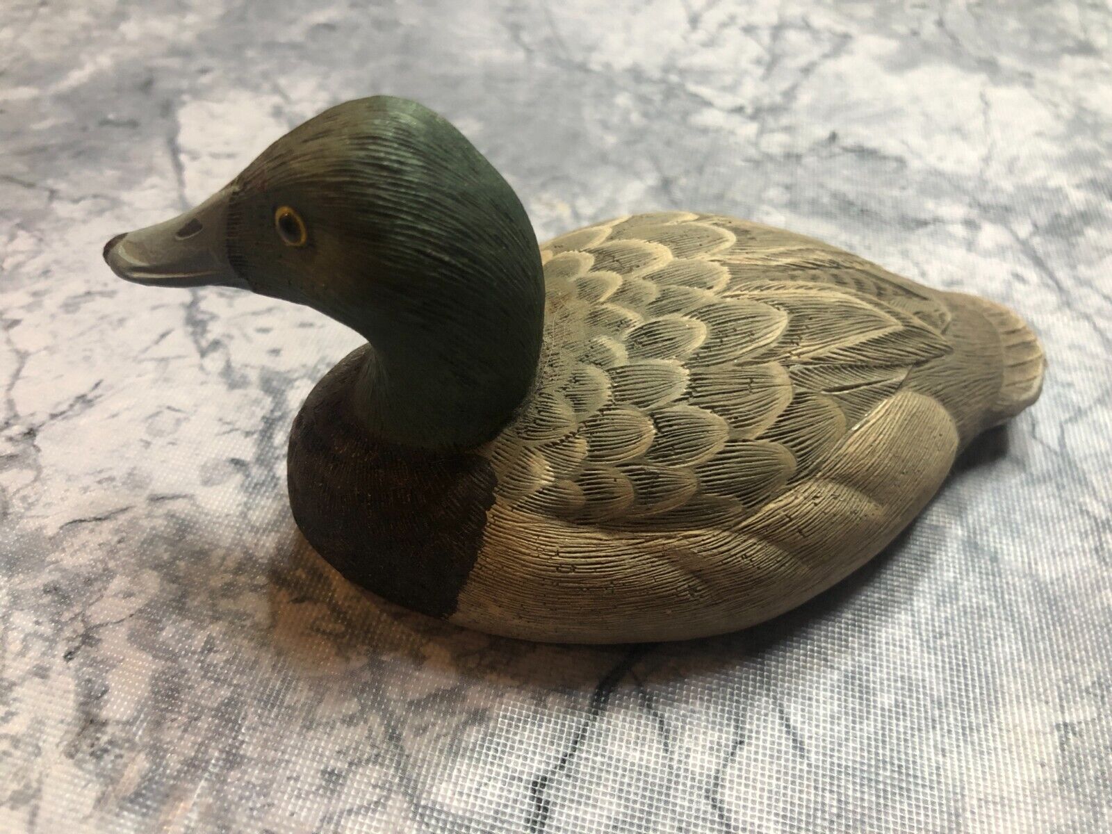 Scaup Duck Decoy signed by Ann and Jim Burkett, Jacksonville, FL - 5 inches