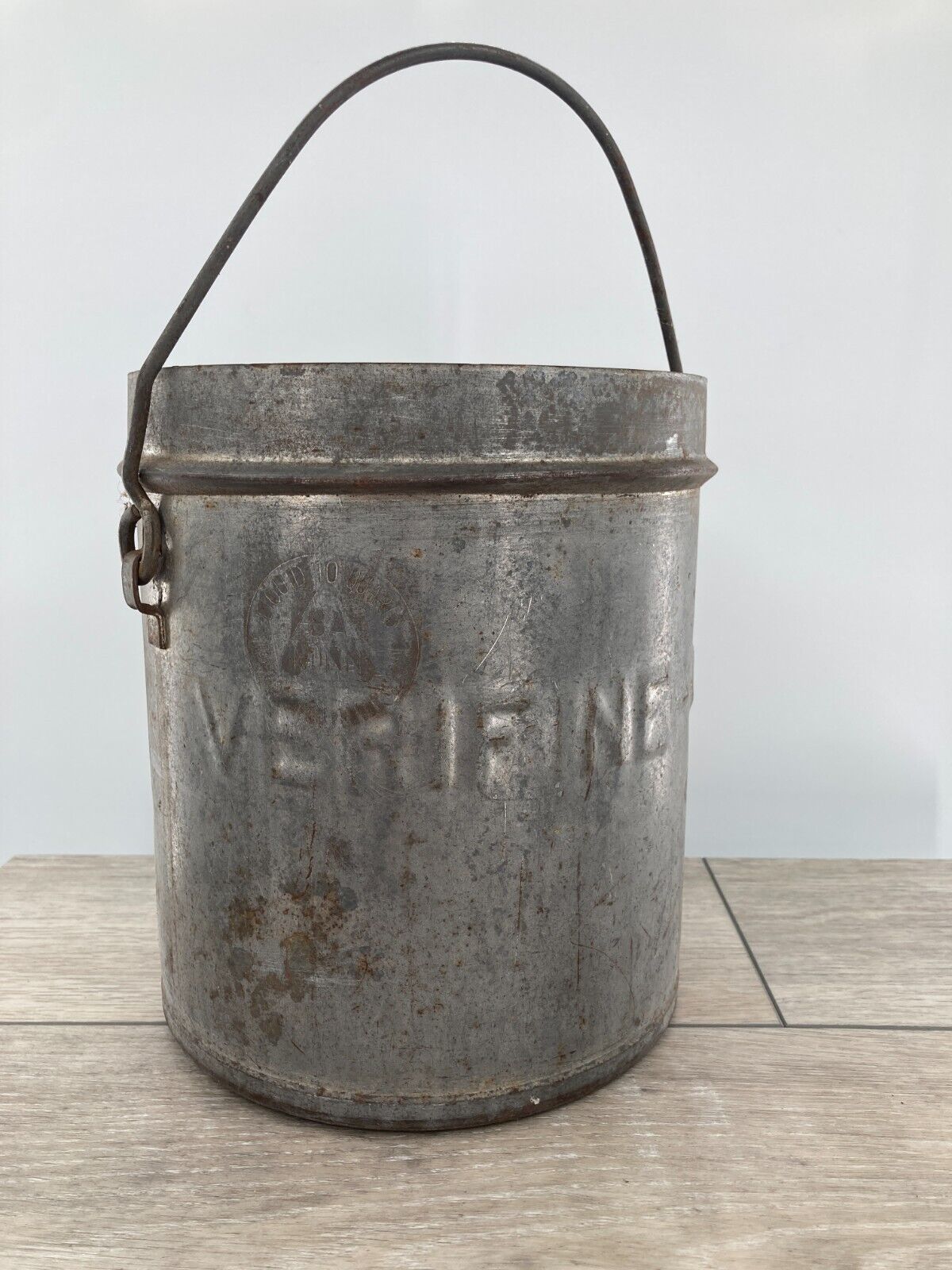 Vintage Galvanized Verifine Dairy Milk Farming 10 Quart Heavy Metal Bucket Pail