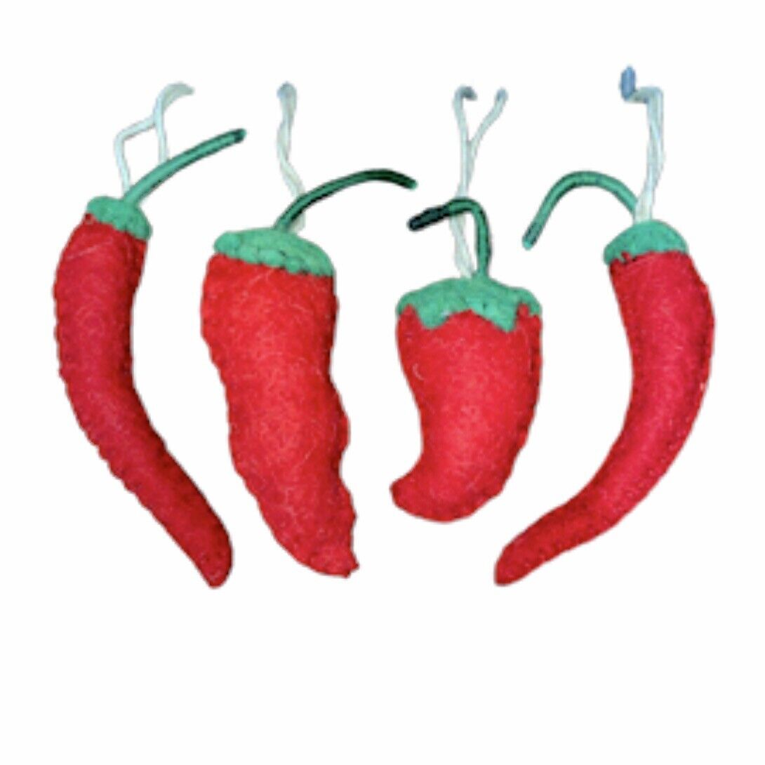 4 Pcs Peppers Garden Ornament Pottery Barn Anthropologie Roost Hanging