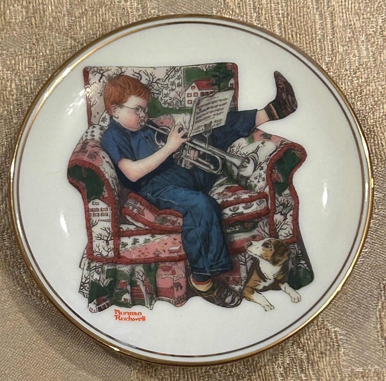 Norman Rockwell Miniature Collector’s Plate  “PRACTICE” Vintage D1-32